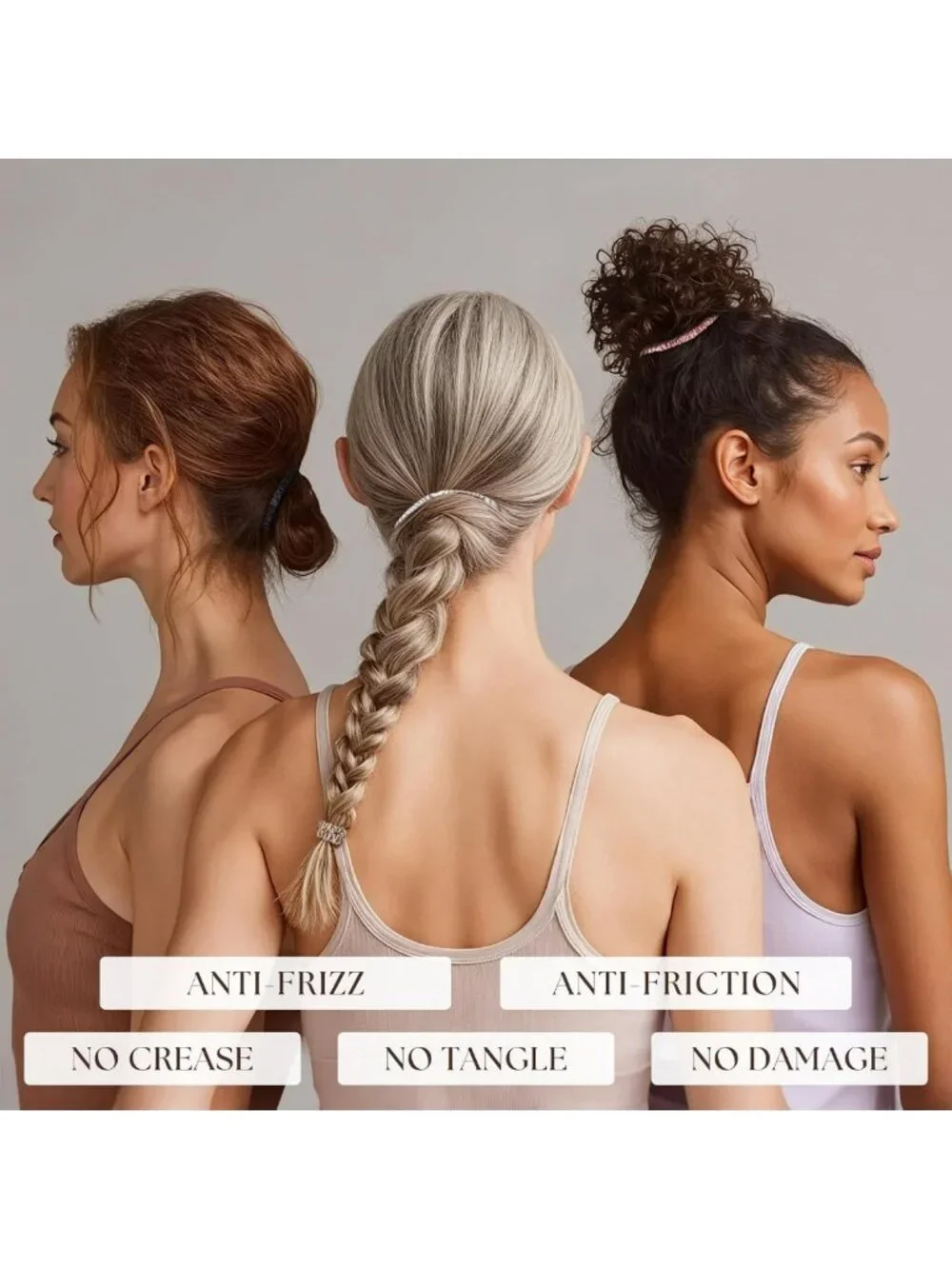 Silk Hair Scrunchies 5 Pack - Mulberry Silk Ties for Thin Hair, Soft & Durable